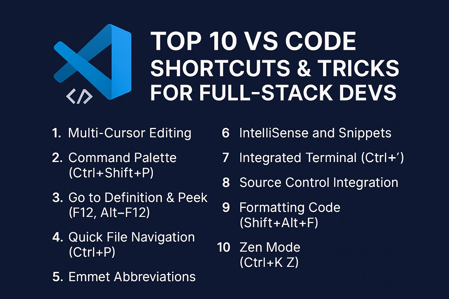 Top 10 VS Code Shortcuts & Tricks For Full-Stack Devs In 2025